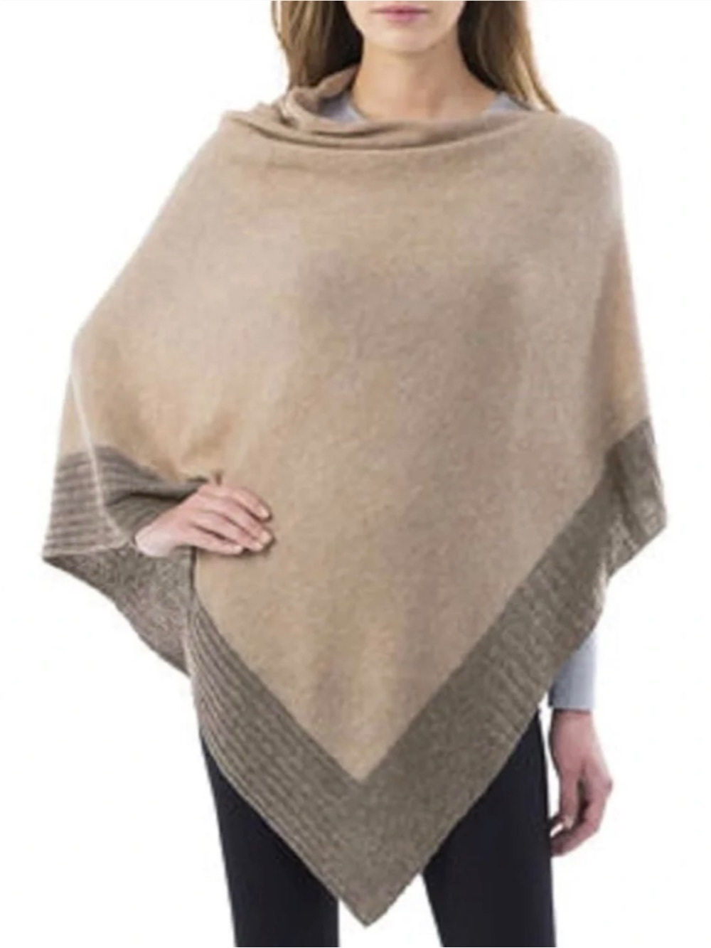 Celeste Wool/Cashmere Blend Poncho in Wheat/Mink Colourway One Size